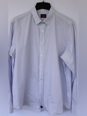 UNTUCKit Men’s Button Up Shirt Long Sleeves Micro Print White Blue Size XL